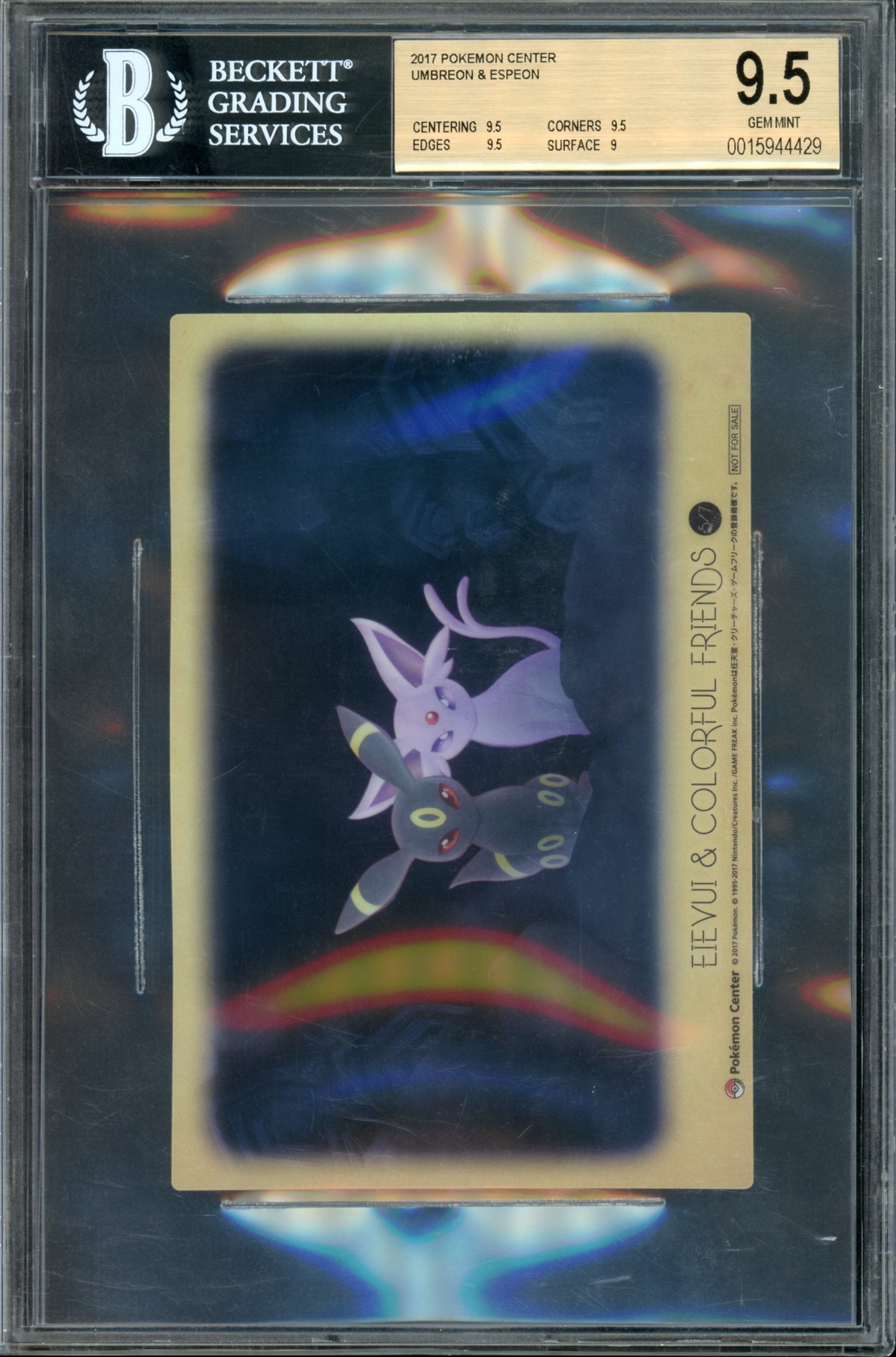 graded umbreon card 2017 Pokemon Center Umbreon & Espeon #NNO BGS 9.5