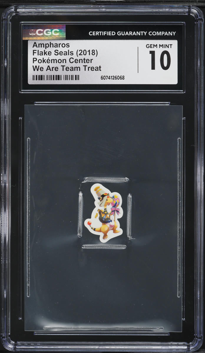 2018 Pokemon Center Flake Seals We Are Team Treat Ampharos CGC 10 GEM MINT
