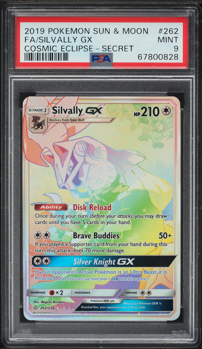 2019 Pokemon Sun & Moon Cosmic Eclipse Hyper Rare Silvally GX 262 PSA