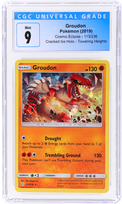 2019 Pokemon Cosmic Eclipse Cracked Ice Groudon #113 CGC 9