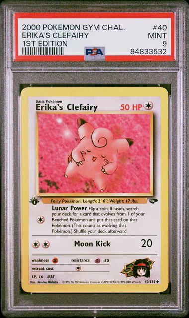 2000 Pokemon Gym Challenge 1st Edition Erika's Clefairy #40 PSA 9