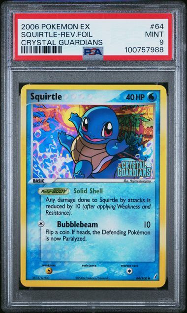 2006 Pokemon Crystal Guardians Reverse Holo Squirtle #64 PSA 9