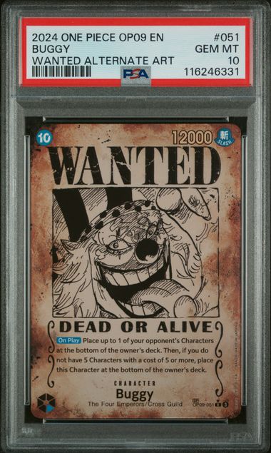2024 One Piece Emperors In New World Wanted Buggy #OP09-051 PSA 10