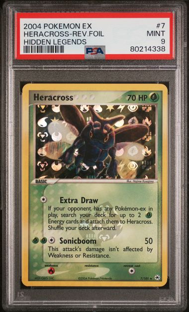 2004 Pokemon Ex Hidden Legends Reverse Holo Heracross #7 PSA 9