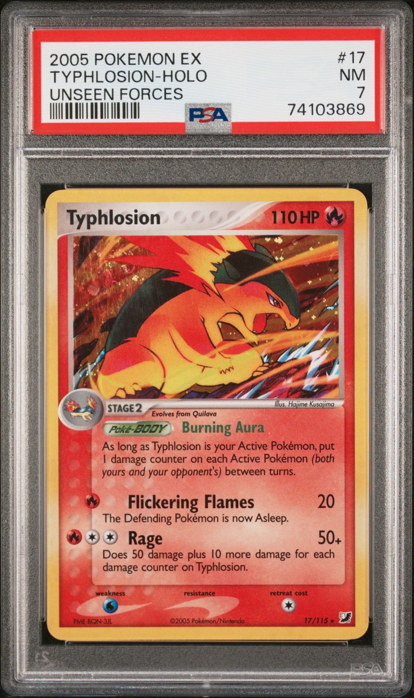 2005 Pokemon Ex Unseen Forces Holo Typhlosion #17 PSA 7