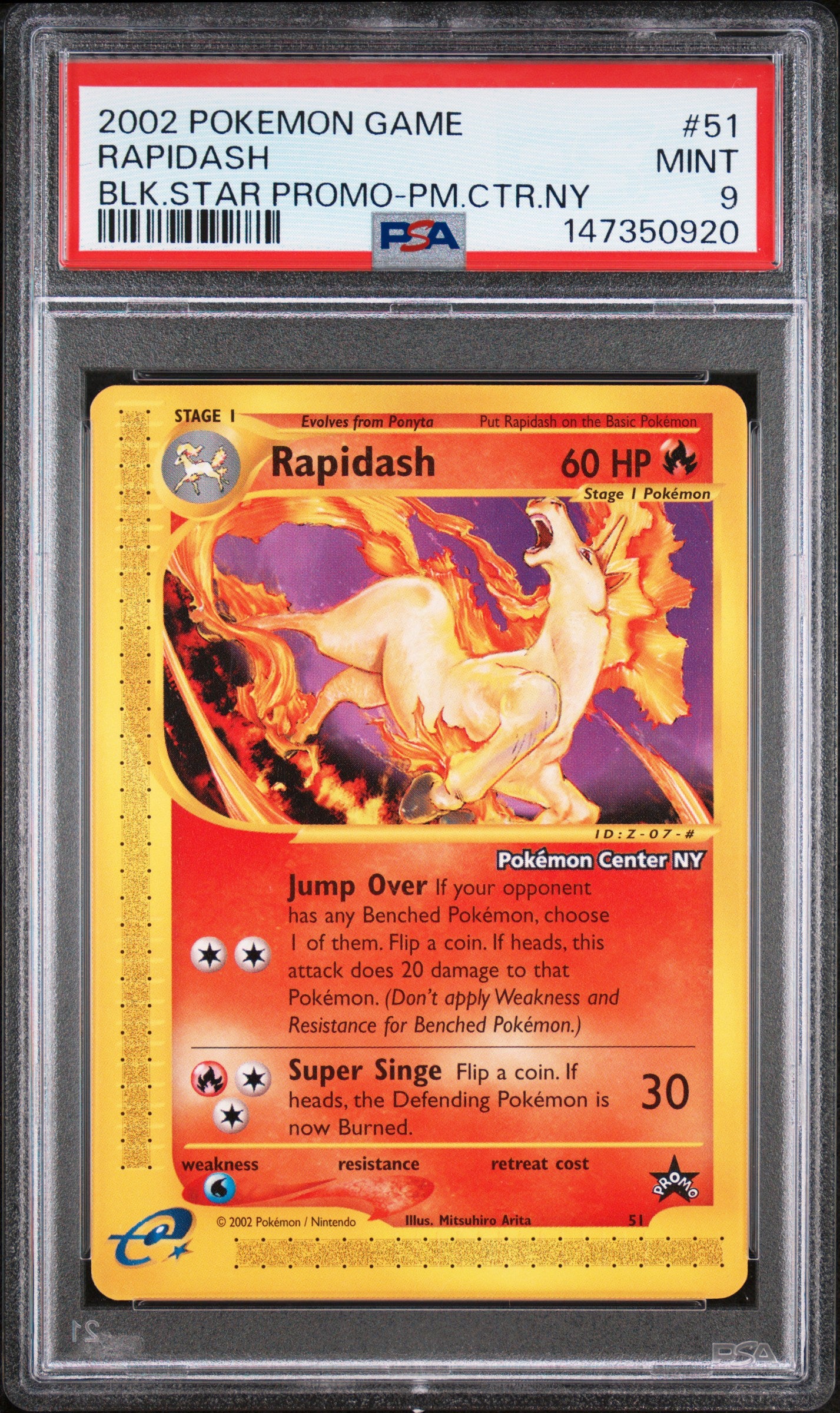 2002 Pokemon Pokemon Center New York Rapidash #51 PSA 9