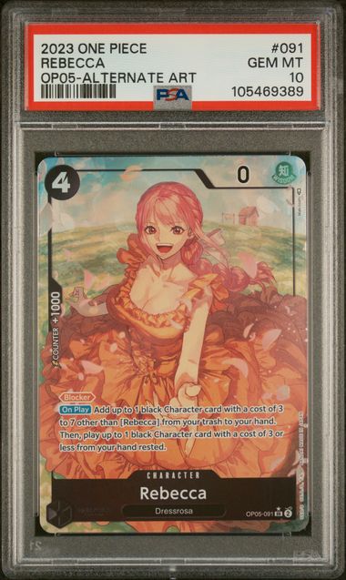 Back 2023 One Piece Awakening of the New Era Alt Art Rebecca #OP05-091 PSA 10