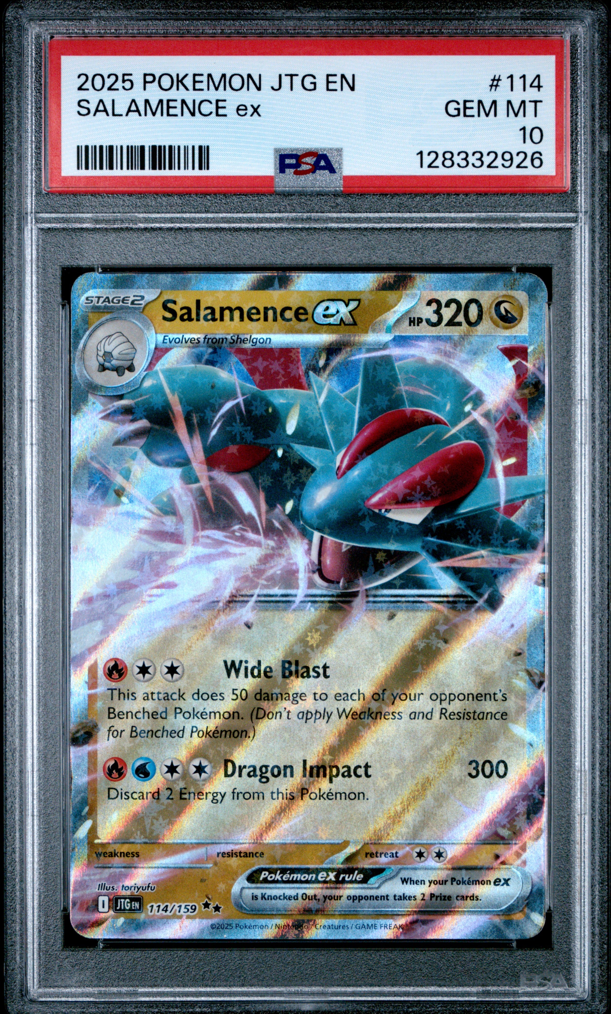 2025 Pokemon Journey Together Salamence Ex #114 PSA 10