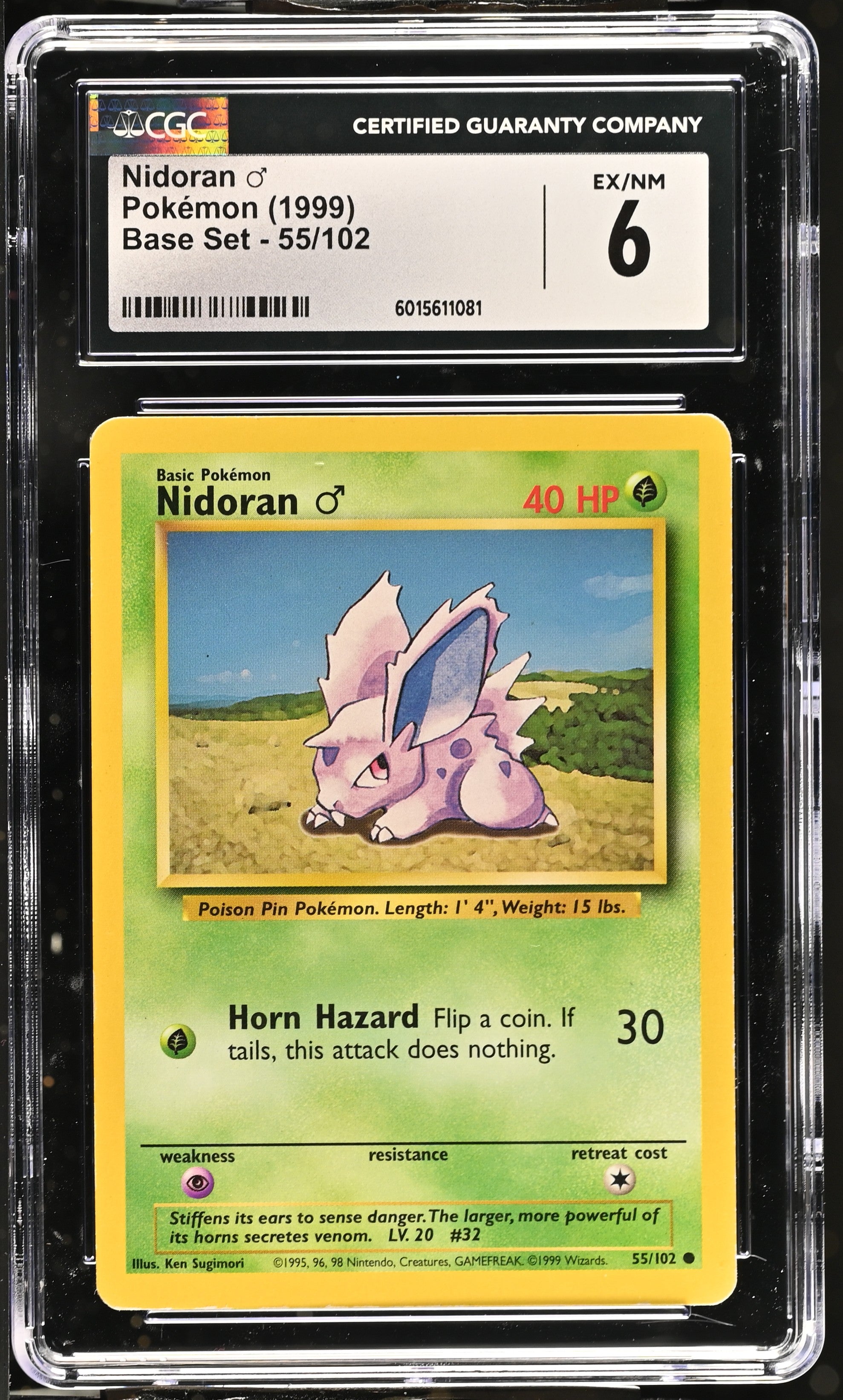 1999 Pokemon Base Set Nidoran #55 CGC 6