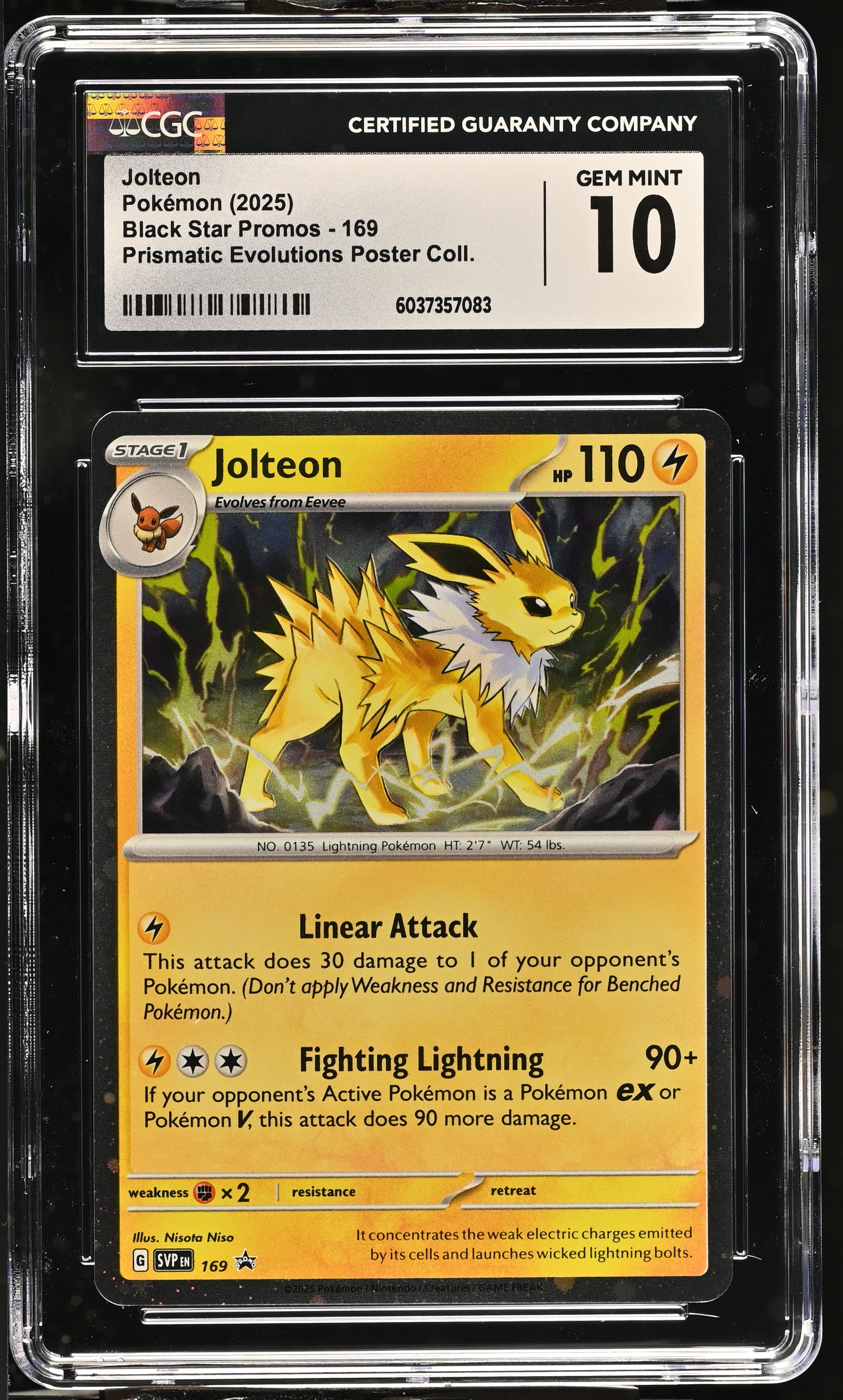 2025 Pokemon Prismatic Evolutions Poster Collection Jolteon #169 CGC 10