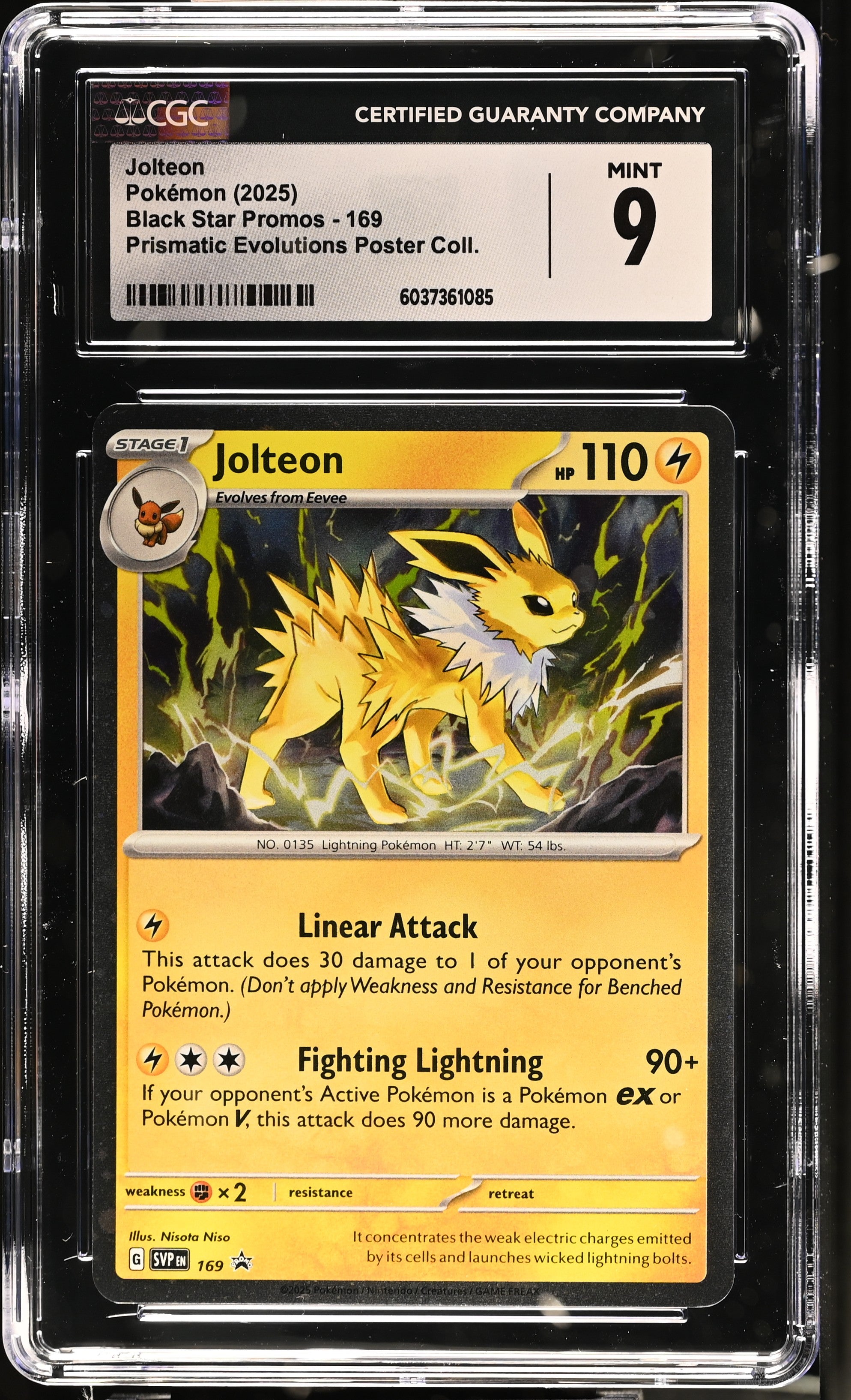 2025 Pokemon Prismatic Evolutions Poster Collection Jolteon #169 CGC 9