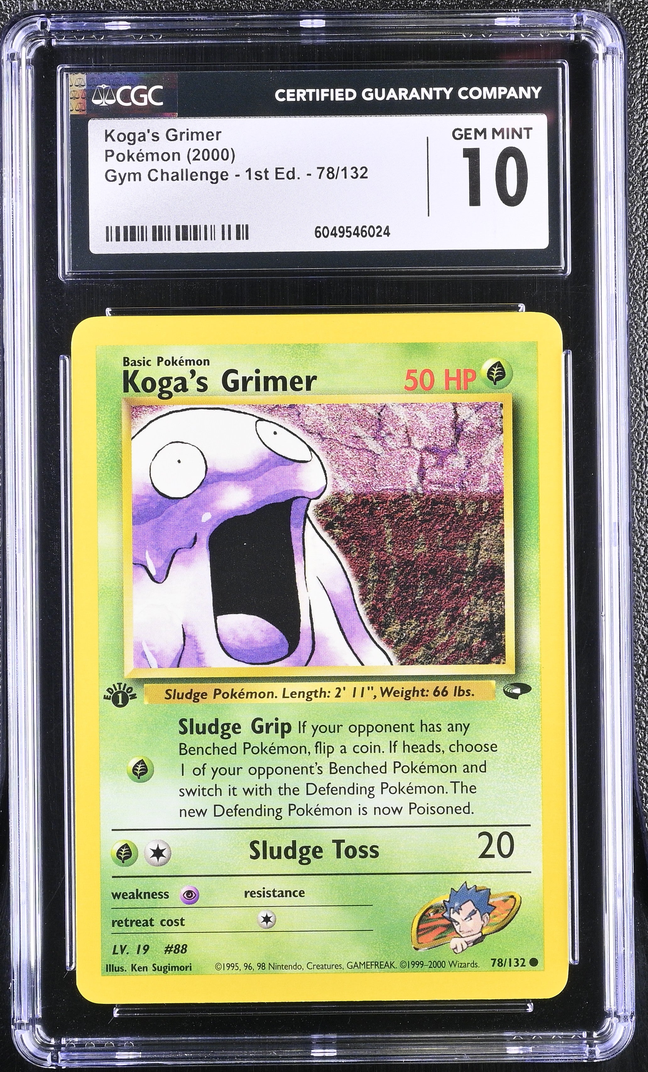 2000 Pokemon Gym Challenge 1st Ed Koga's Grimer #78 CGC 10