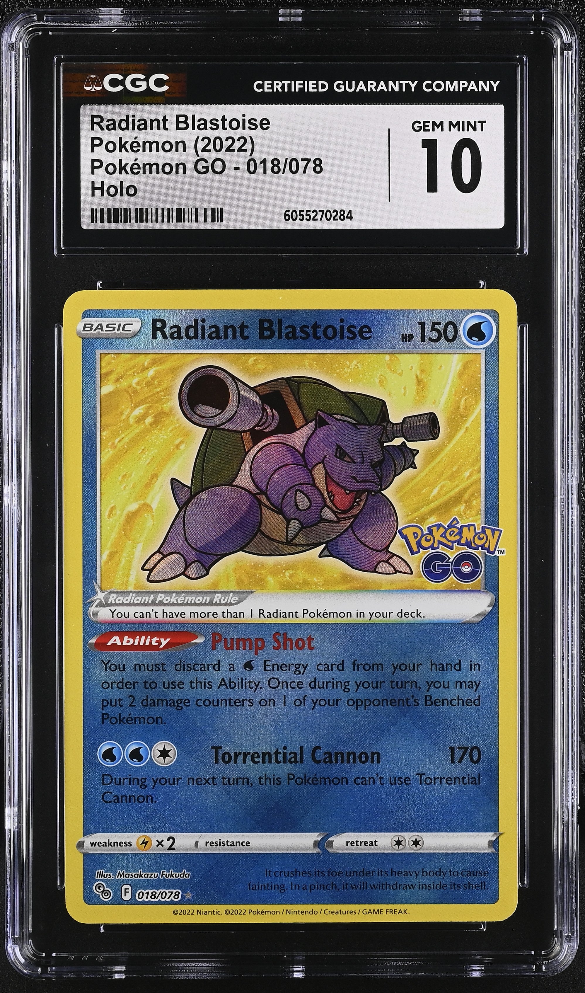 2022 Pokemon Go Radiant Blastoise #018 CGC 10