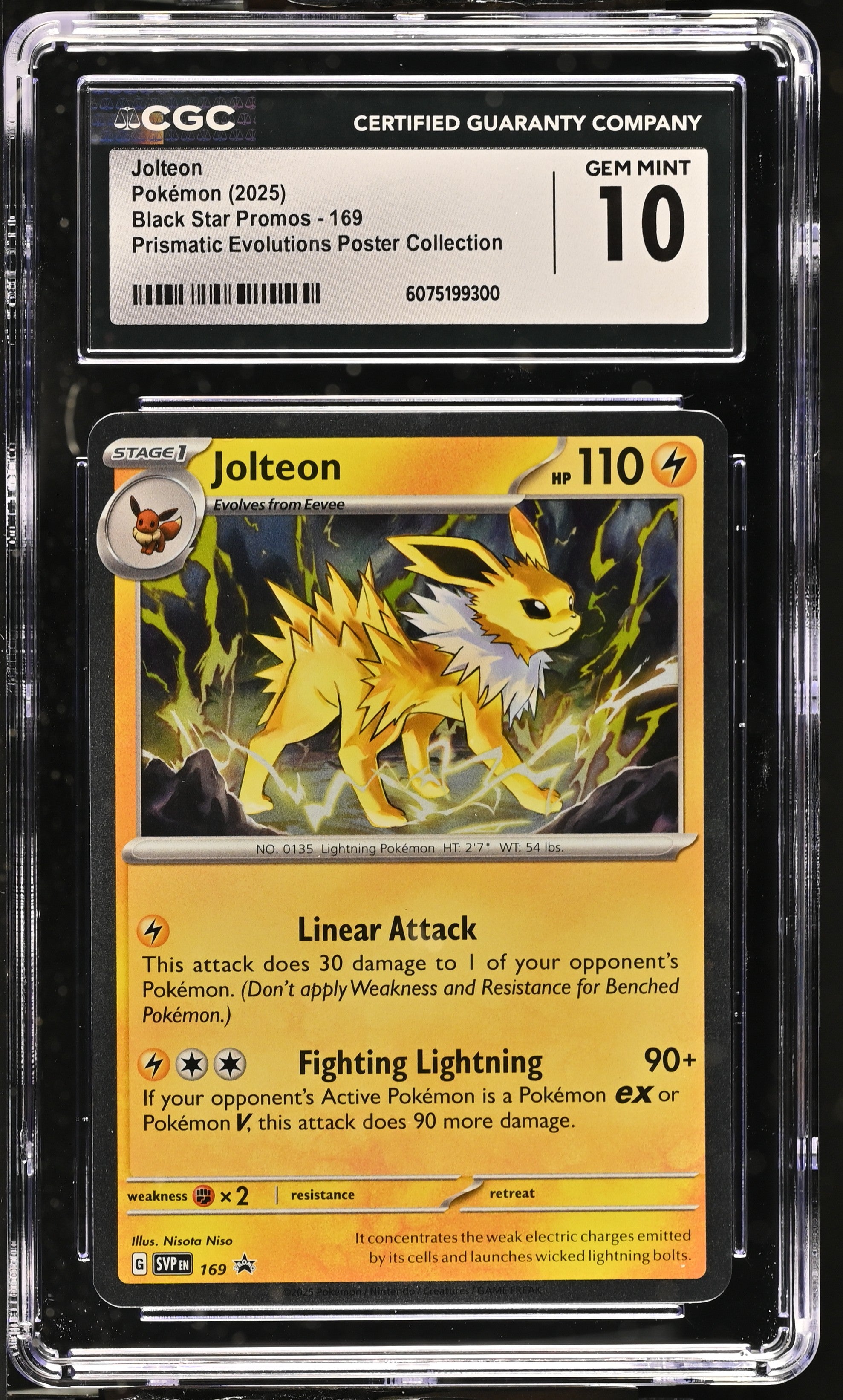 2025 Pokemon Prismatic Evolutions Poster Collection Jolteon #169 CGC 10
