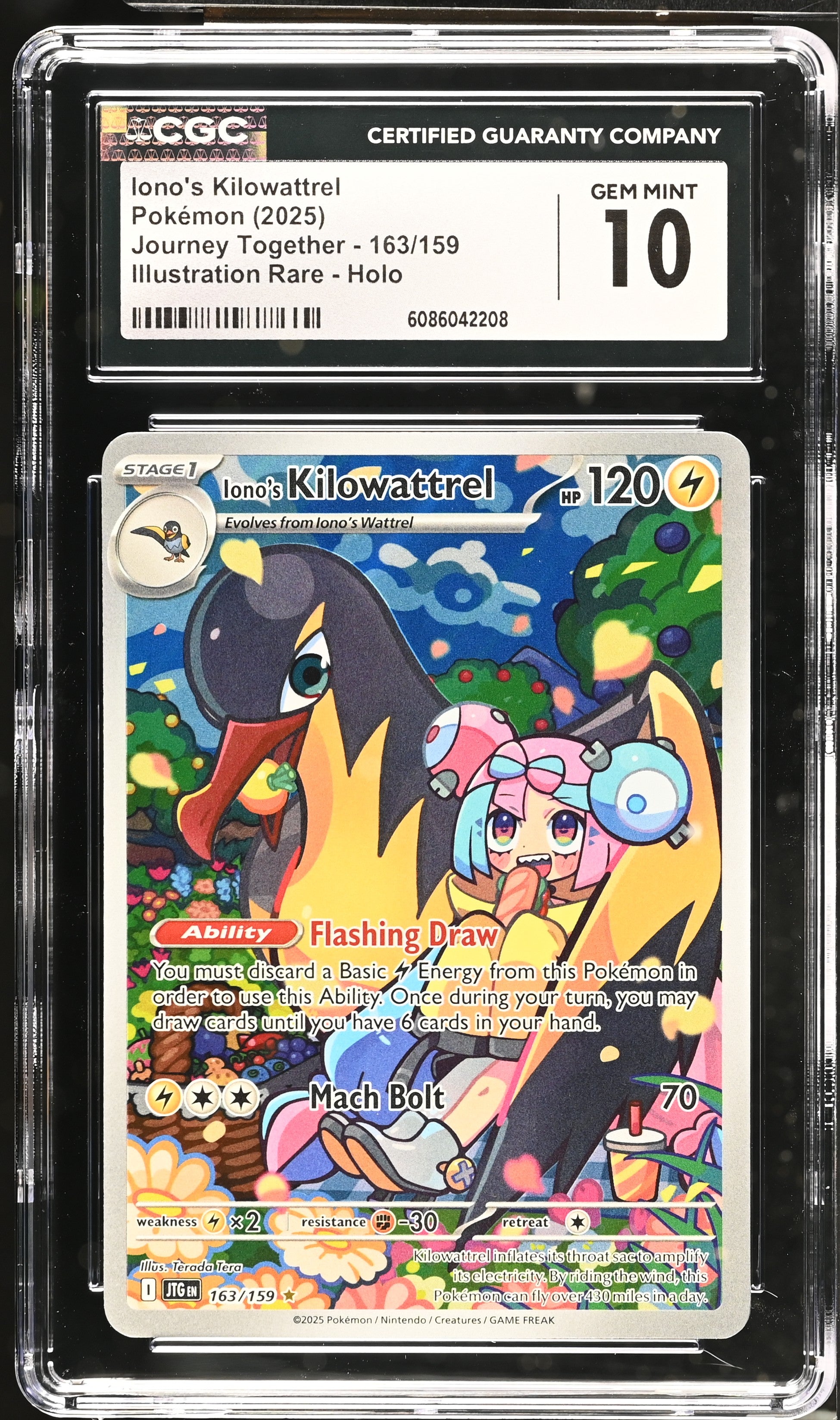 2025 Pokemon Journey Together Iono's Kilowattrel #163 CGC 10