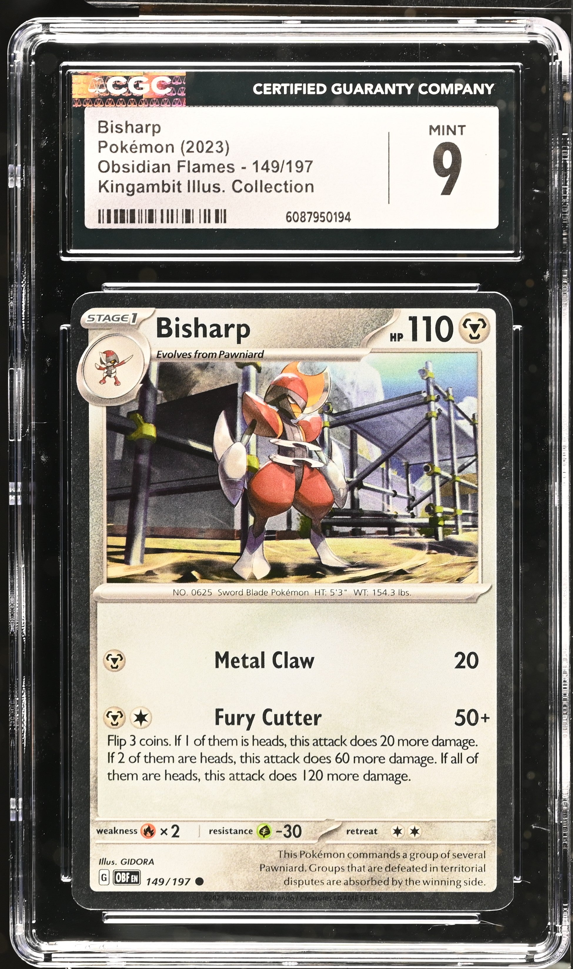 2023 Pokemon Obsidian Flames Special Illustration Collection Bisharp #149 CGC 9
