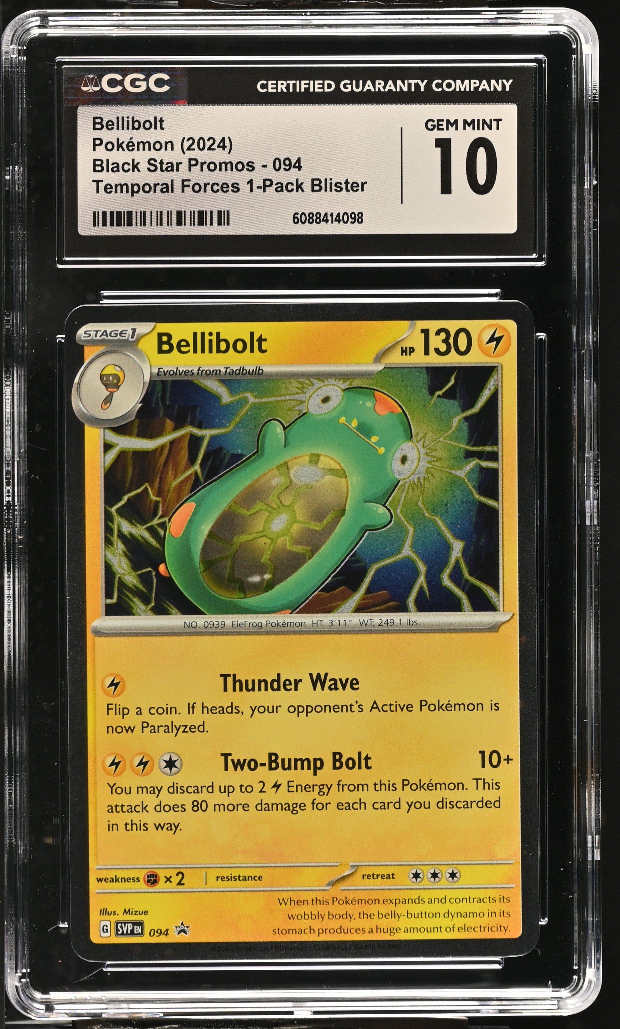 2024 Pokemon Temporal Forces Blister Pack Promo Bellibolt #94 CGC 10