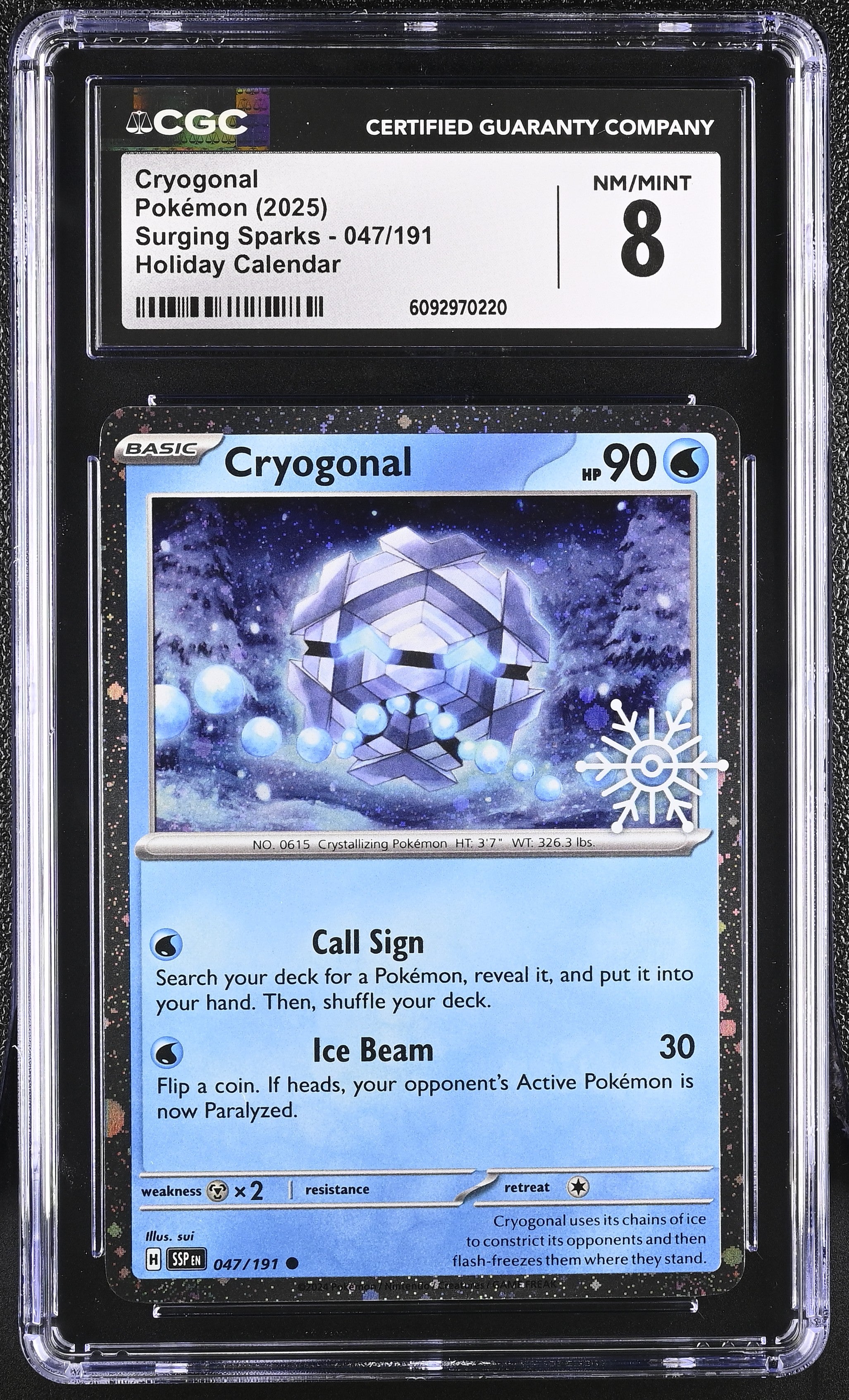 2023 Pokemon Surging Sparks Holiday Calendar Cryogonal #047 CGC 8