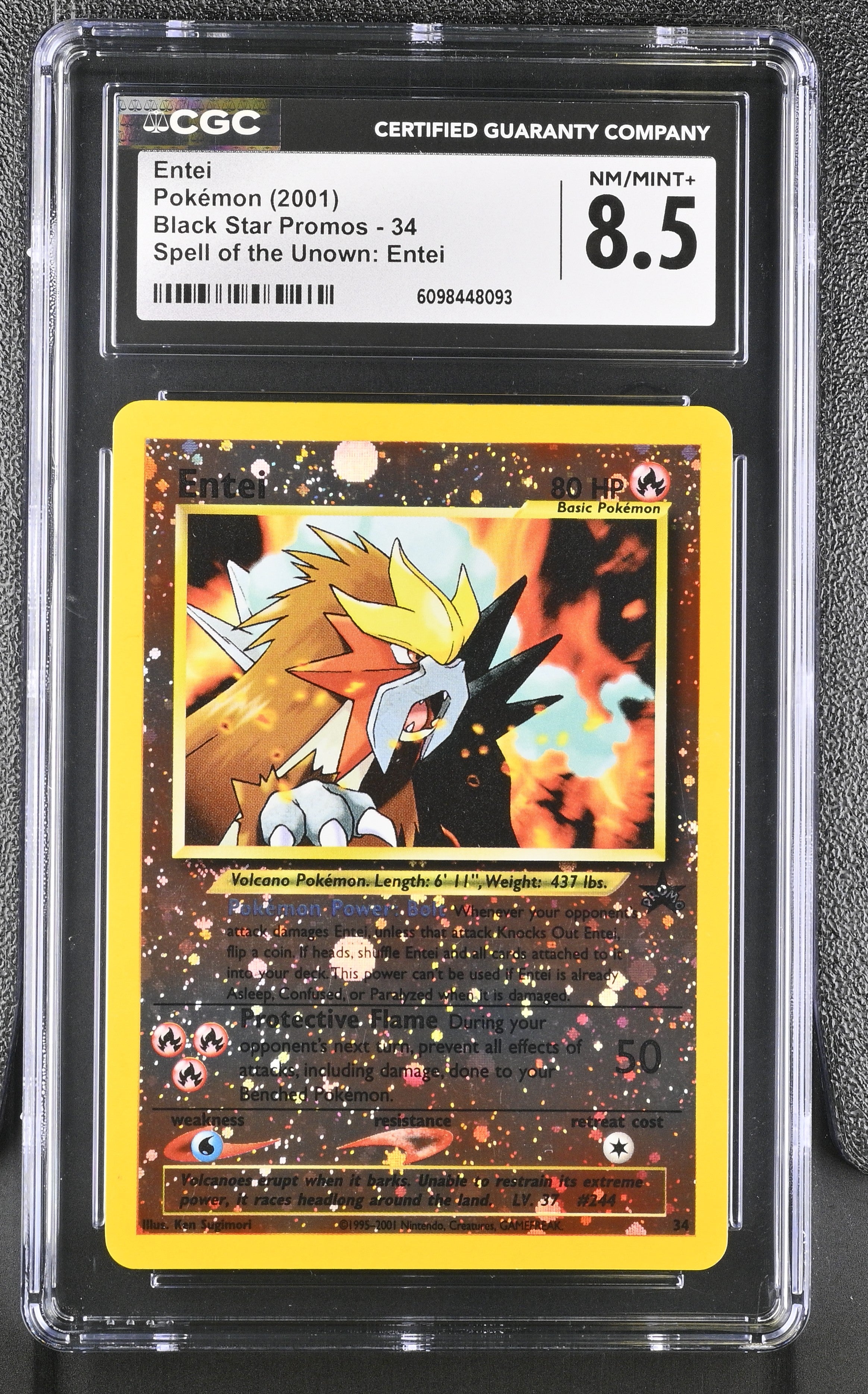 2001 Pokemon Spell of the Unown Movie Promo Reverse Holo Entei #34 CGC 8.5