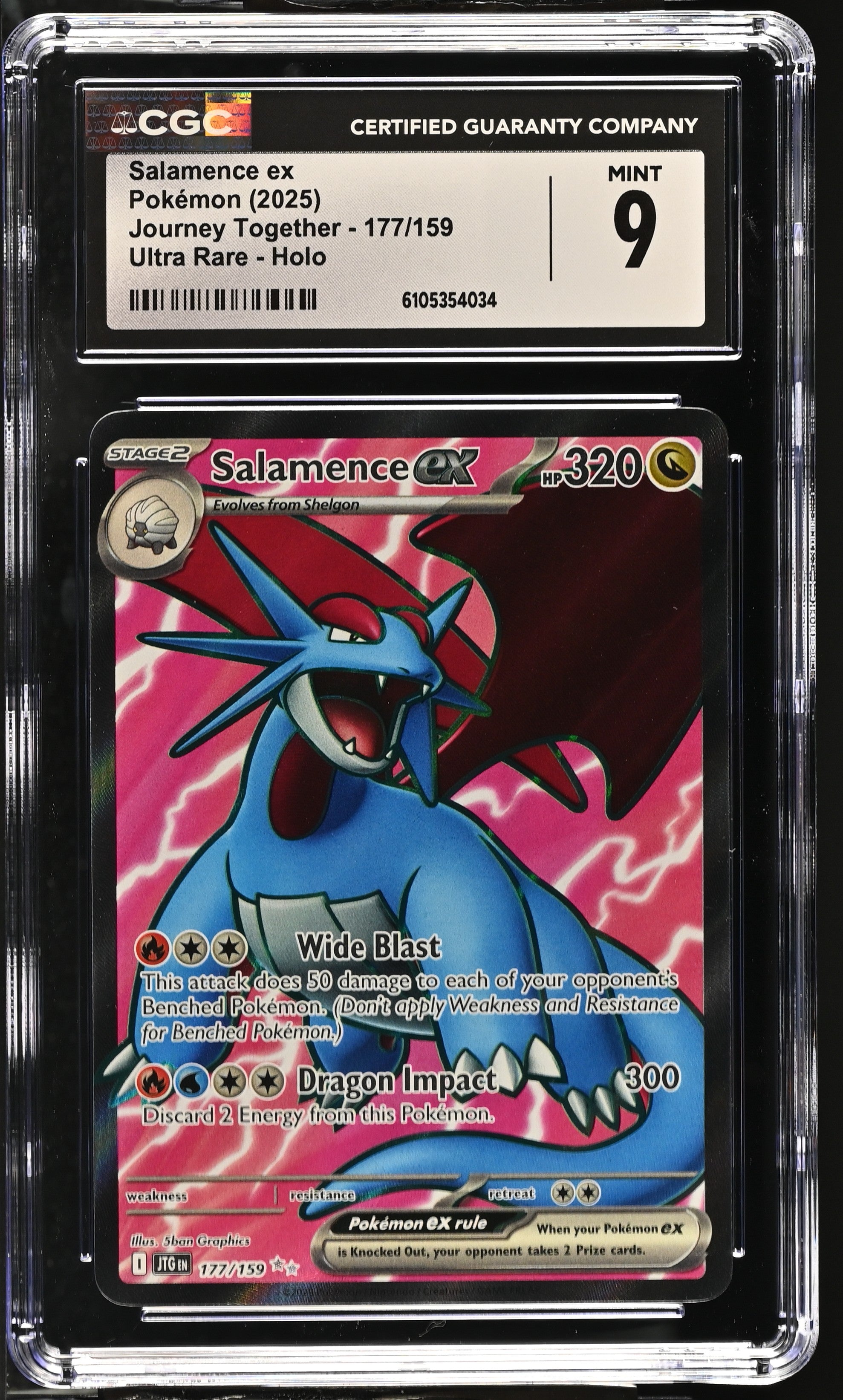 2025 Pokemon Journey Together Salamence Ex #177 CGC 9