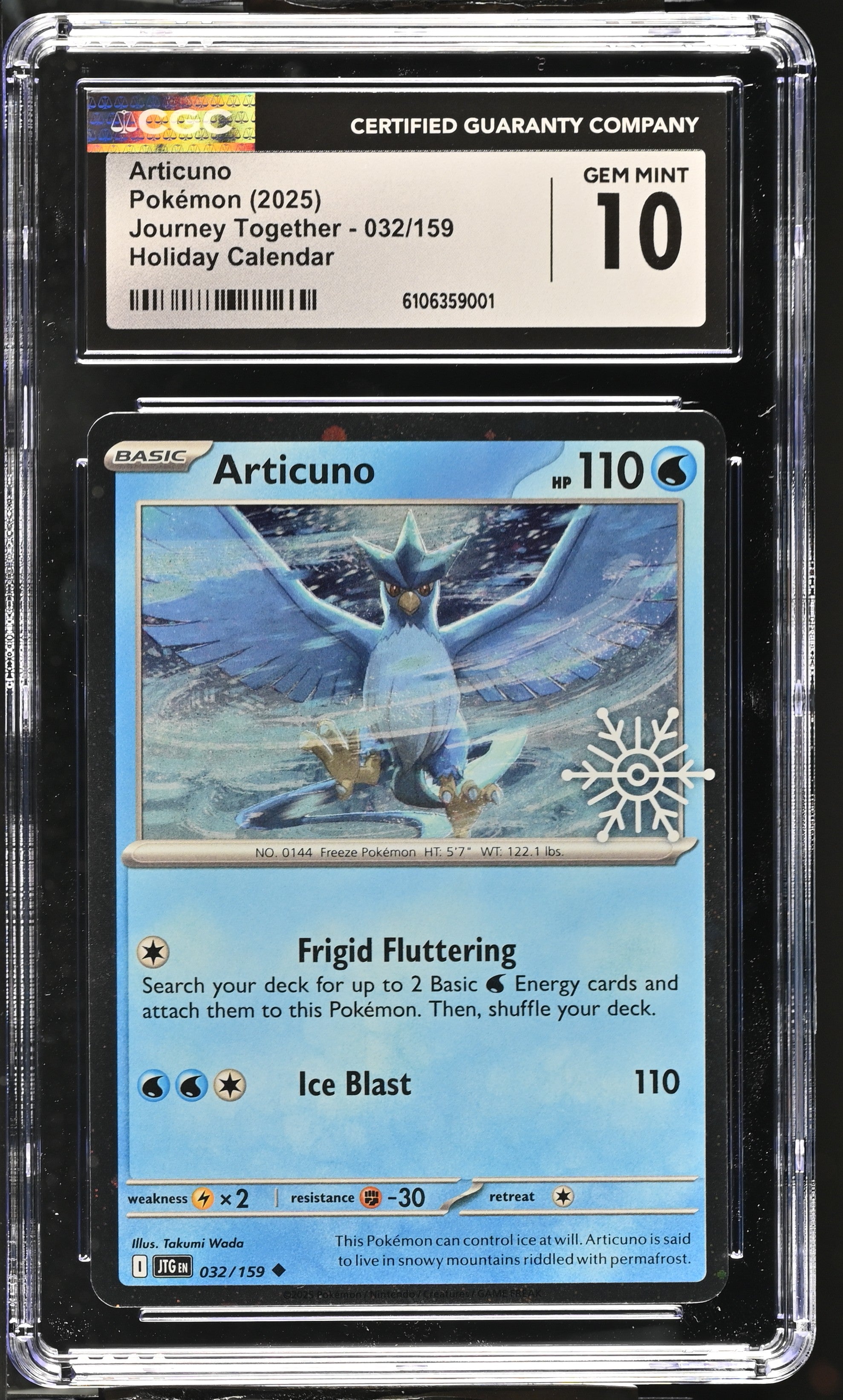 2025 Pokemon Journey Together Holiday Calendar Articuno #032 CGC 10