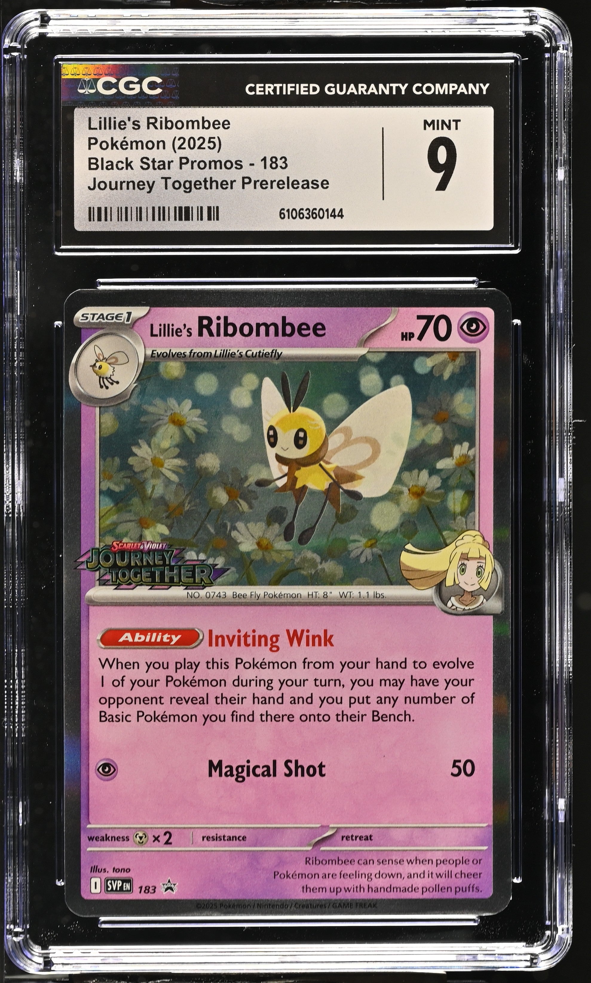 2023 Pokemon Journey Together Prerelease Lillie's Ribombee #183 CGC 9