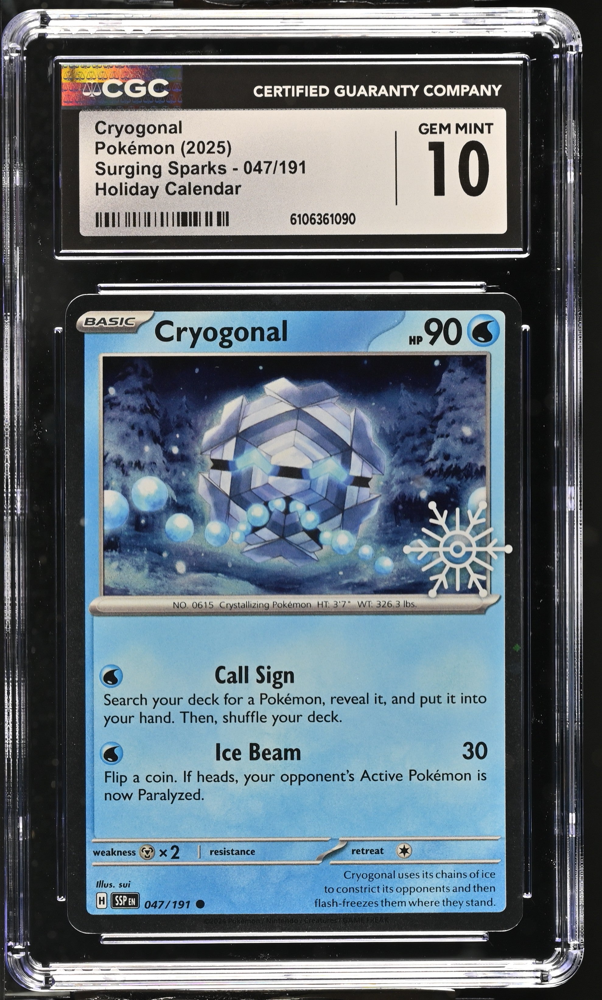 2023 Pokemon Surging Sparks Holiday Calendar Cryogonal #047 CGC 7.5