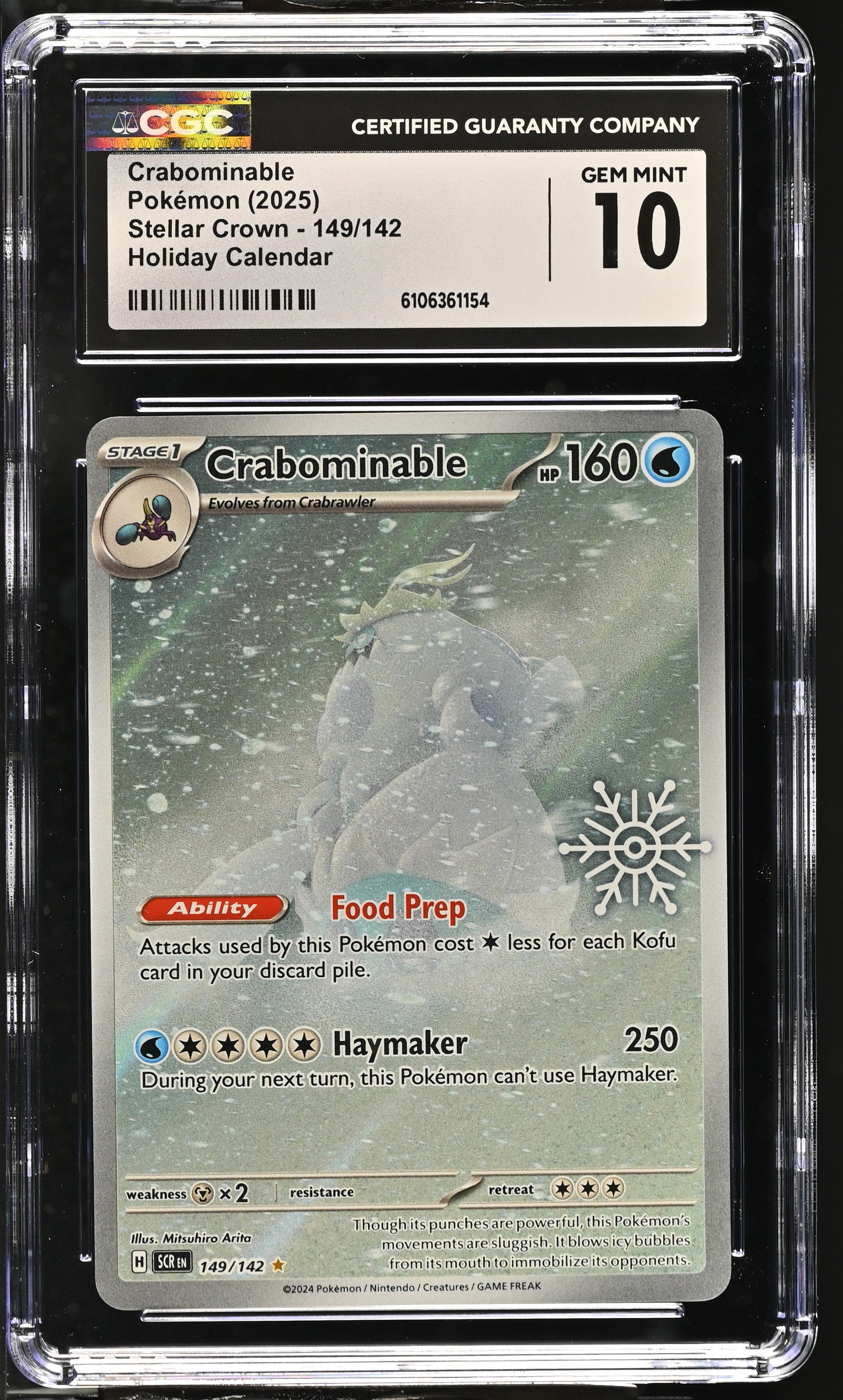 2025 Pokemon Stellar Crown Holiday Calendar Crabominable #149 CGC 10