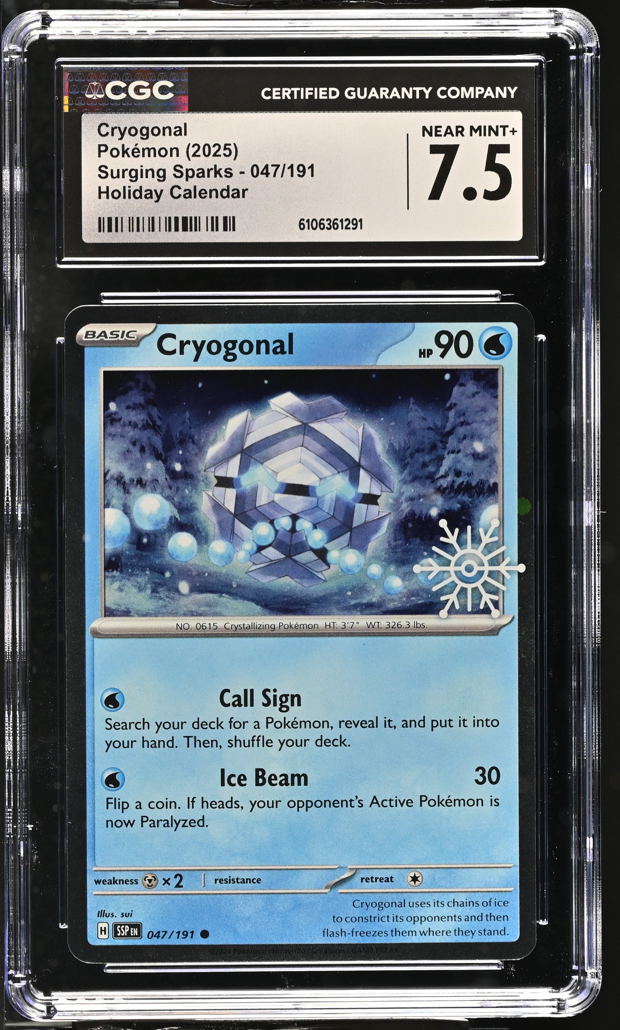 2023 Pokemon Surging Sparks Holiday Calendar Cryogonal #047 CGC 7.5