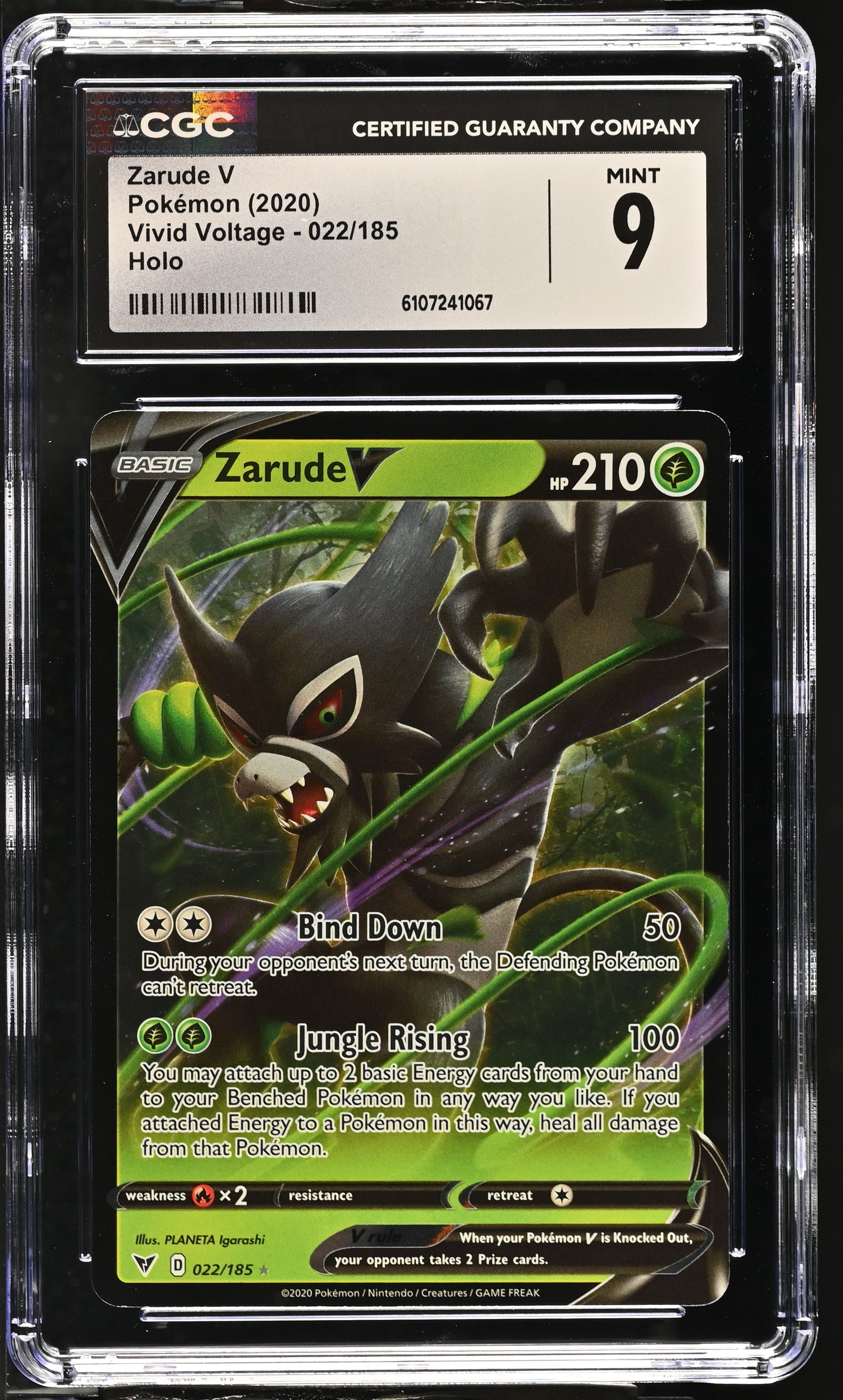 2020 Pokemon Vivid Voltage Zarude V #22 CGC 9 - Pocket Slabs 2020 Pokemon Vivid Voltage Zarude V #22 CGC 9 - Pocket Slabs