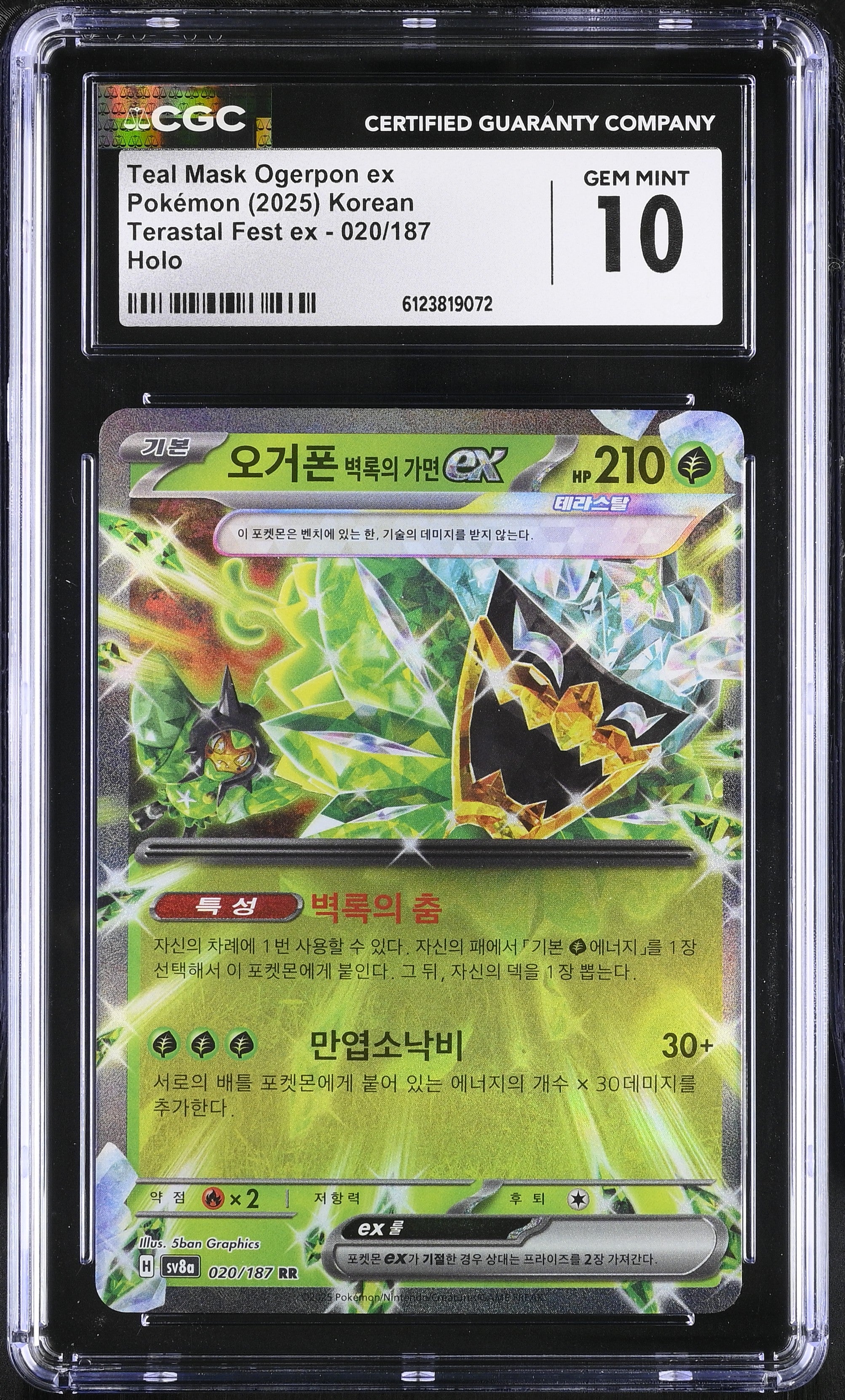 2024 Terastal Fest Ex Korean Holo Teal Mask Ogerpon Ex #20 CGC 10