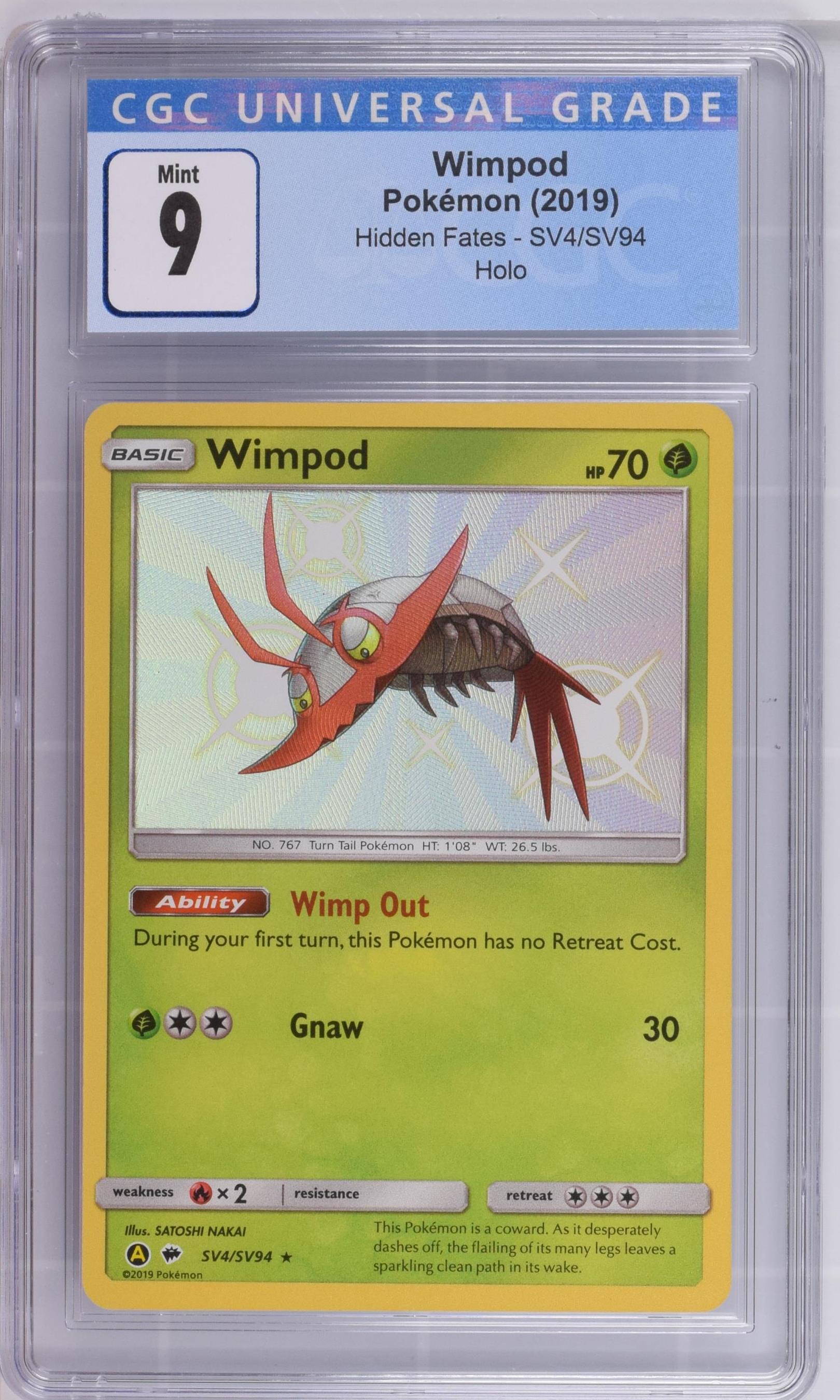 2019 Pokemon Hidden Fates Wimpod #SV4 CGC 9