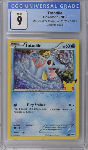 2021 Pokemon Mcdonald's Collection Confetti Holo Totodile #18 CGC 9