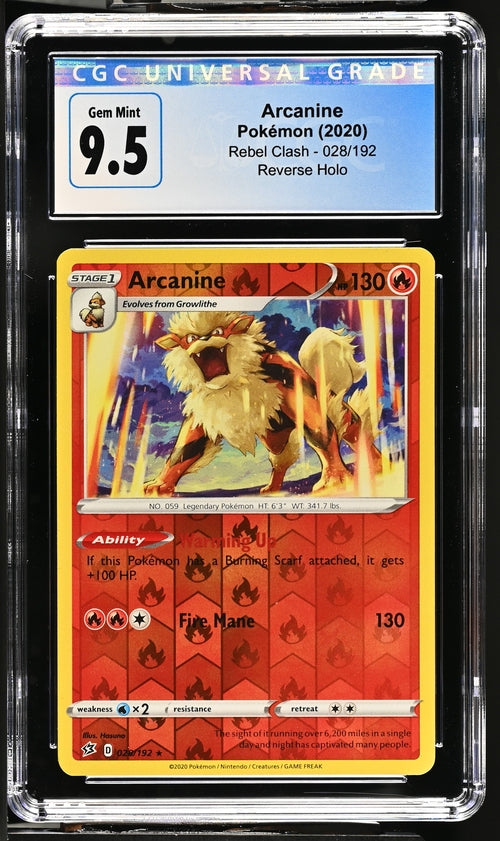 2020 Pokemon Rebel Clash Reverse Arcanine #28 CGC 10