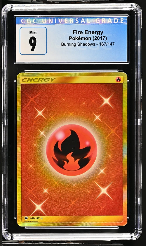 2017 Pokemon Burning Shadows Secret Rare Fire Energy #167 CGC 9