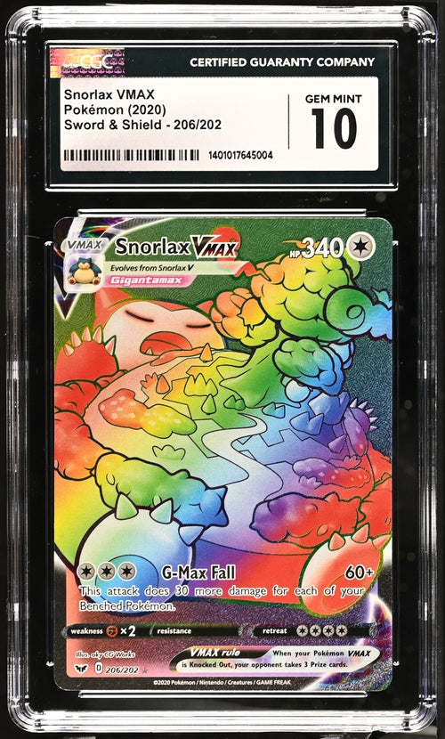 2020 Pokemon Sword and Shield Snorlax Vmax #206 CGC 10
