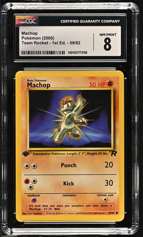 2000 Pokemon Team Rocket 1st Edition Machop #59 CGC 8