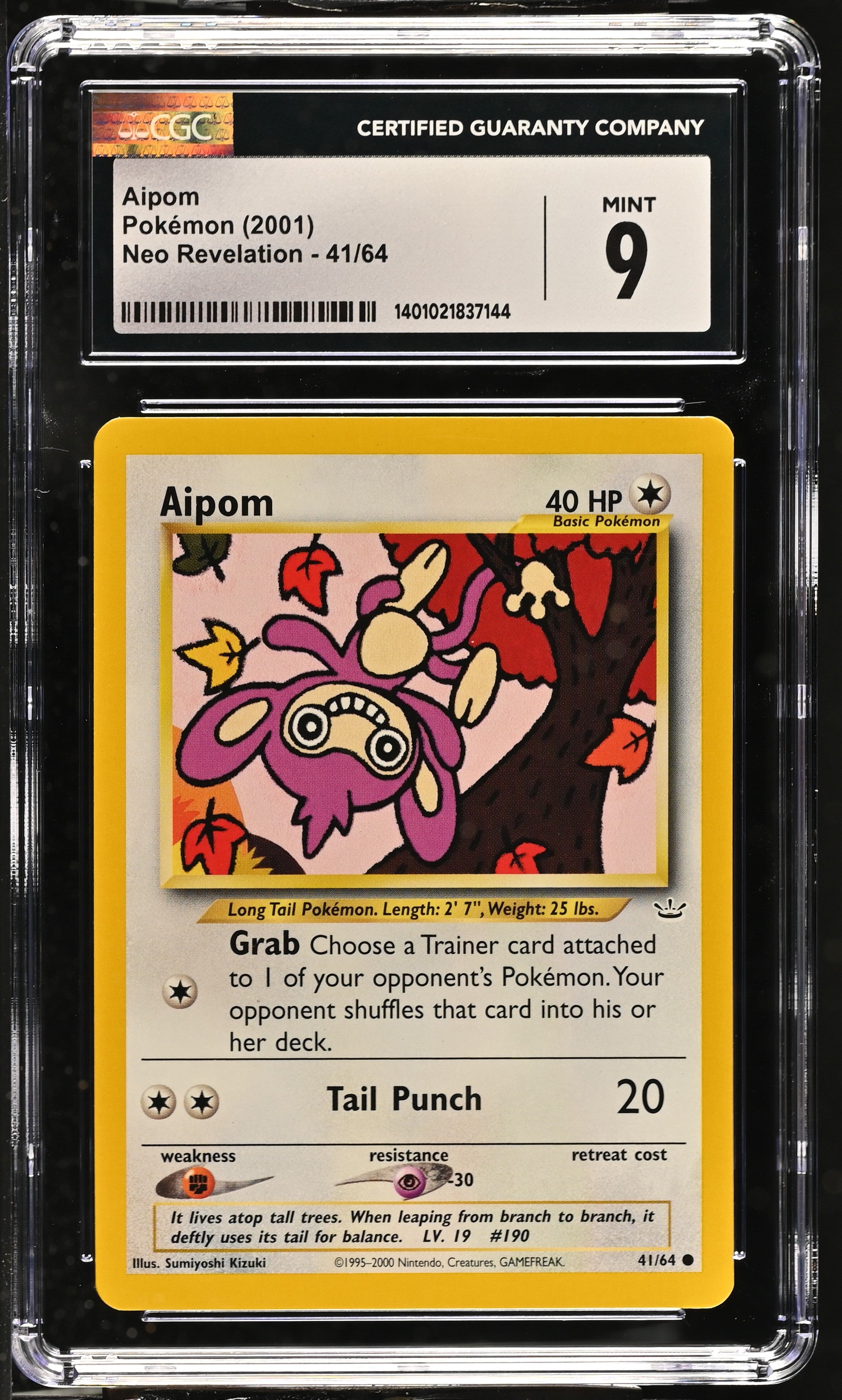 2001 Pokemon Neo Revelation Aipom #41 CGC 9