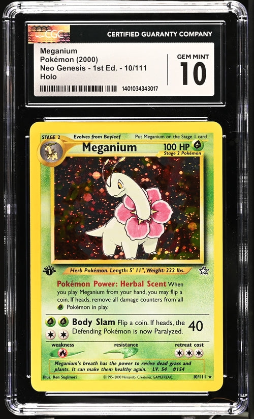 2000 Pokemon 1st Edition Neo Genesis Meganium #10 CGC 10