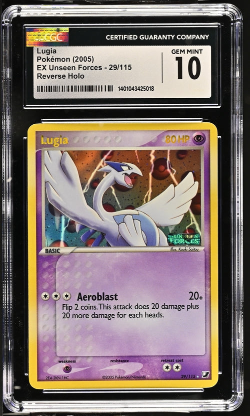 2005 Pokemon Unseen Forces Reverse Holo Lugia #29 CGC 10