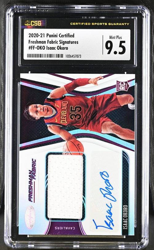 2020 Panini Certified Freshman Fabric Signatures Blue Isaac Okoro #FF-OKO CSG 9.5