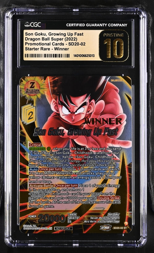 2022 Dragon Ball Super Winner Promo Son Goku, Growing Up Fast #SD20-02 CGC PRISTINE 10