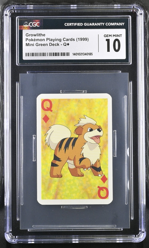 1999 Pokemon Playing Cards Mini Green Deck Q of Diamonds Growlithe CGC 10