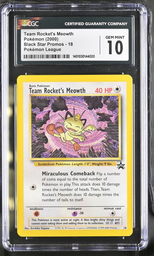 2000 Pokemon League Team Rocket's Meowth #18 CGC 10