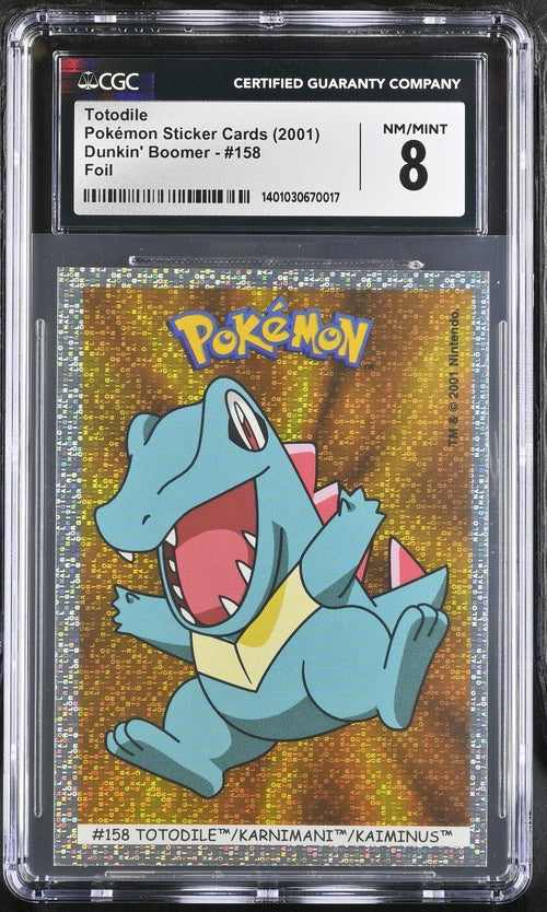 2001 Pokemon Dunkin Boomer Foil Sticker Totodile #158 CGC 8
