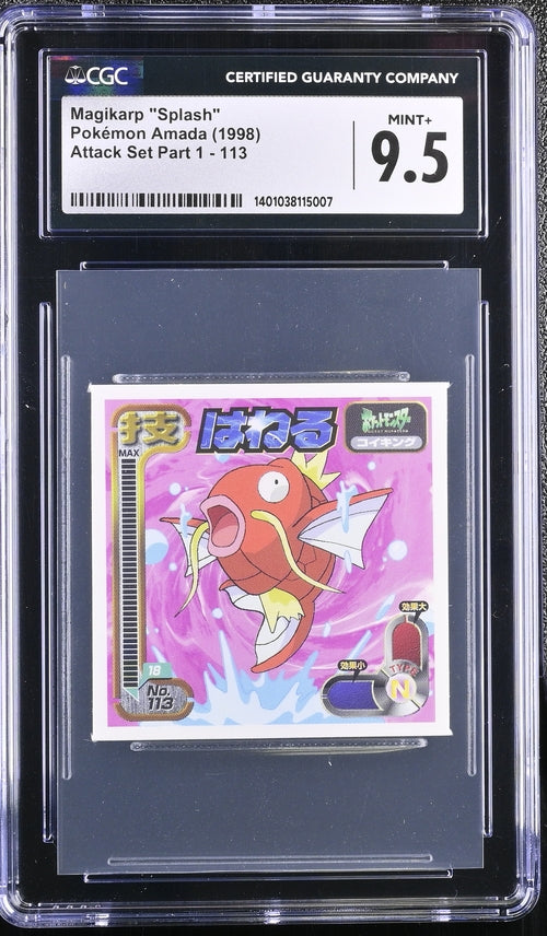 1998 Pokemon Japanese Amada Attack Set Magikarp "Splash" #113 CGC 9.5