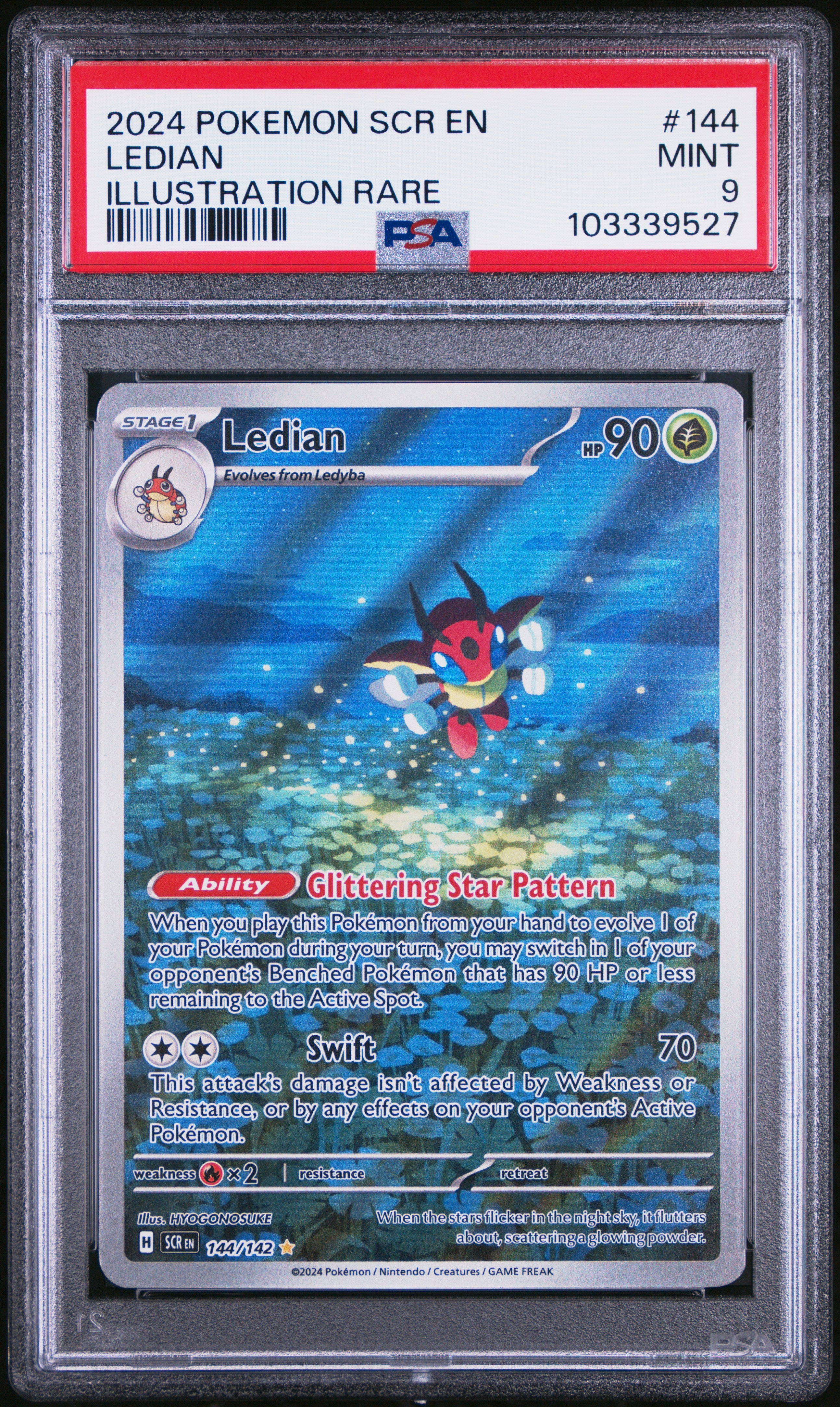 2024 Pokemon Stellar Crown Ledian #144 PSA 9