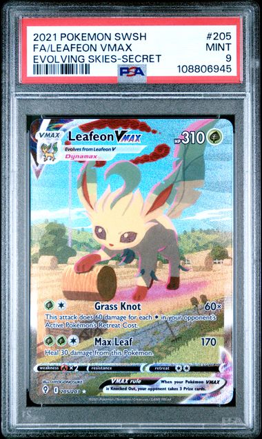 2021 Pokemon Evolving Skies Leafeon Vmax #205 PSA 9