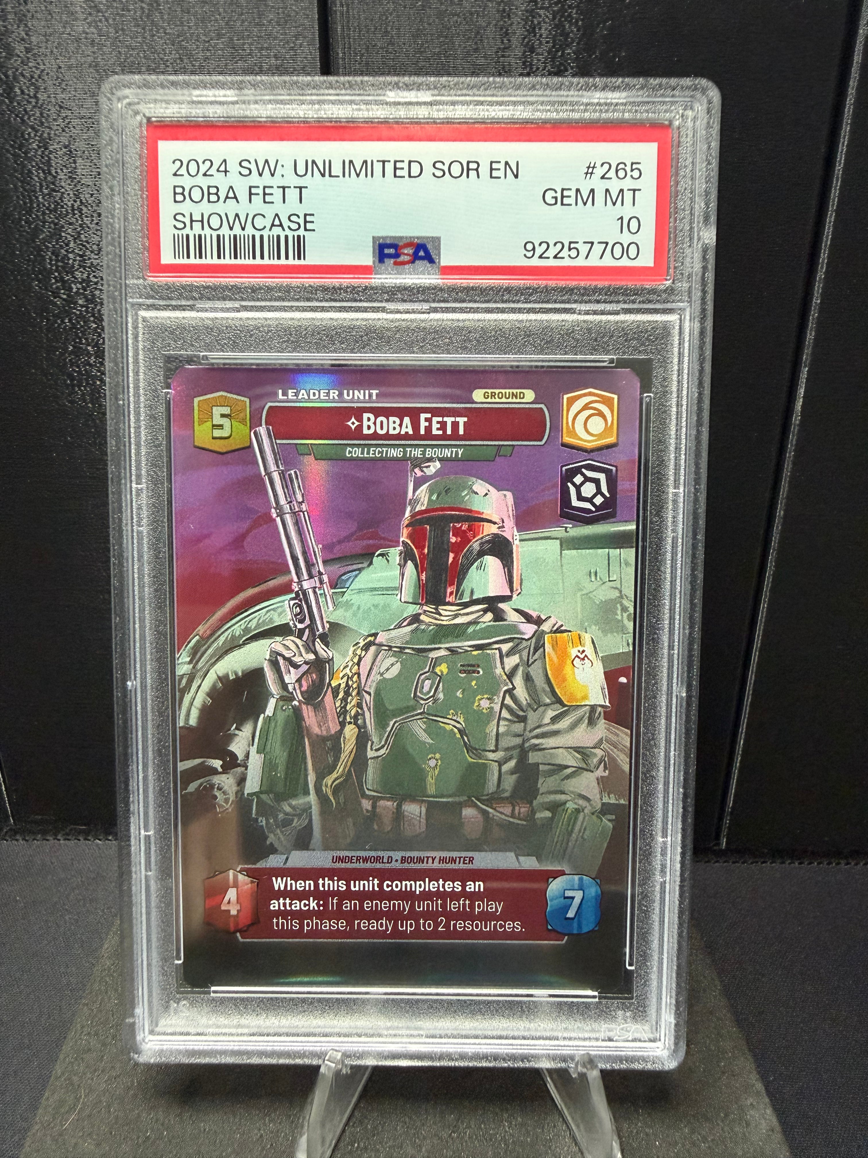 2024 Star Wars Unlimited Spark of Rebellion Showcase Foil Boba Fett #265 PSA 10
