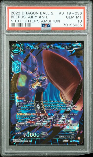 2022 Dragon Ball Super Fighter's Ambition Beerus, Airy Annihilator #BT19-036 PSA 10